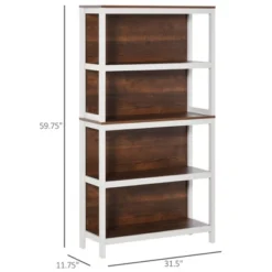 HOMCOM 4 Tier Bookshelf Utility Storage Shelf Organizer With Back Support -Homcom GUEST 4d73cf41 81e3 46d2 a25a d1a4b7fbfd06