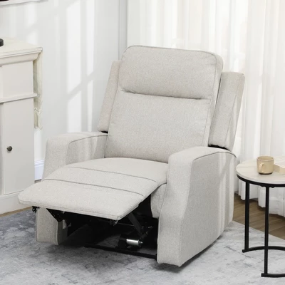 HOMCOM Electric Power Recliner Armchair With USB Charging Station, Sofa Recliner With Linen Upholstered Seat And Retractable Footrest, Cream White 1 HOMCOM Electric Power Recliner Armchair With USB Charging Station, Sofa Recliner With Linen Upholstered Seat And Retractable Footrest, Cream White