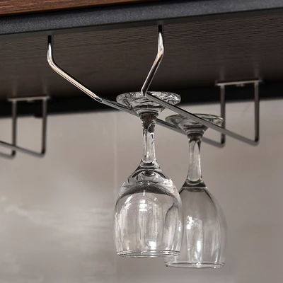 HOMCOM Industrial Wine Rack With 11-Bottles Holder, Free Standing Wine Shelf With Glass Holders For Home Bar, Kitchen, Dark Brown 4 HOMCOM Industrial Wine Rack With 11-Bottles Holder, Free Standing Wine Shelf With Glass Holders For Home Bar, Kitchen, Dark Brown - Image 4