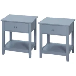 HOMCOM Side Table, Modern End Table With Storage Drawer And Shelf, Nightstand For Bedroom, Or Living Room, Set Of 2, Gray -Homcom GUEST 5095a3de ce1f 4fac 831e 50349ecf4bba