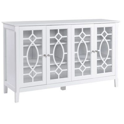 HOMCOM Modern Sideboard With Storage, Console Table, Buffet Cabinet With Glass Doors For Living Room, White 3 HOMCOM Modern Sideboard With Storage, Console Table, Buffet Cabinet With Glass Doors For Living Room, White - Image 3