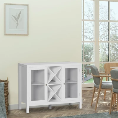 HOMCOM Modern Kitchen Sideboard, Buffet Table With Removable Wine Rack, Glass Door Cabinet And Shelves For Living Room, Kitchen, Entryway, White 2 HOMCOM Modern Kitchen Sideboard, Buffet Table With Removable Wine Rack, Glass Door Cabinet And Shelves For Living Room, Kitchen, Entryway, White - Image 2