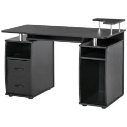 HOMCOM Multi-Function Computer Desk Home Office Workstation With Keyboard Tray, Elevated Shelf,Sliding Scanner Shelf And CPU Stand -Homcom GUEST 56564008 60dd 484b 942c 35bd396cd4ad