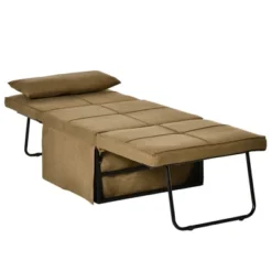 HOMCOM 4-in-1 Multi Function Folding Single Sofa Bed With Retractable Footrest, Convertible Sleeper With Adjustable Backrest, Brown -Homcom GUEST 573aa043 a63f 4434 bd39 5882960d0b1d
