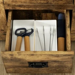 HOMCOM Industrial Buffet Cabinet Free Standing Kitchen Sideboard With Five Drawers Two Door Cabinets Adjustable Shelf For Living Room -Homcom GUEST 57773bdb 660b 4fbb 8ac0 5782df0331ab