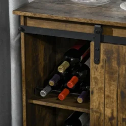 HOMCOM Industrial Sideboard Storage Cabinet, Serving Bar Buffet With Sliding Barn Door And 6-Bottle Wine Rack 10 HOMCOM Industrial Sideboard Storage Cabinet, Serving Bar Buffet With Sliding Barn Door And 6-Bottle Wine Rack -Homcom GUEST 58487213 6fe4 4110 83ed 836ce3117b3a