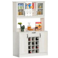 HOMCOM Kitchen Buffet With Hutch Cupboard With Utility Drawer, 4 Door Cabinets, And Optional 12-Bottle Wine Storage, White -Homcom GUEST 59e8d90b baf1 4eea 9e5f 0fc686e91741