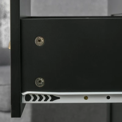 HOMCOM Modern Floor Cabinet, Storage Sideboard, Kitchen Buffet Table With Rubberwood Top, 3 Drawers And Cabinet With Adjustable Shelf 5 HOMCOM Modern Floor Cabinet, Storage Sideboard, Kitchen Buffet Table With Rubberwood Top, 3 Drawers And Cabinet With Adjustable Shelf - Image 5