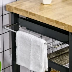 HOMCOM 3-Tier Utility Kitchen Cart With Handle Bar, Steel Basket Rolling Cart, Food Storage Service Trolley With Drawer, Rubber Wood Top 10 HOMCOM 3-Tier Utility Kitchen Cart With Handle Bar, Steel Basket Rolling Cart, Food Storage Service Trolley With Drawer, Rubber Wood Top -Homcom GUEST 5c70b93a 2242 4369 adf6 8e2415313dde