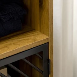 HOMCOM Industrial Kitchen Storage Cabinet, Sideboard Floor Accent Cabinet With Metal Doors And Adjustable Shelves For Living Room, Dark Wood Grain -Homcom GUEST 5d605f83 8abd 4ba9 b255 1d945b7407b4