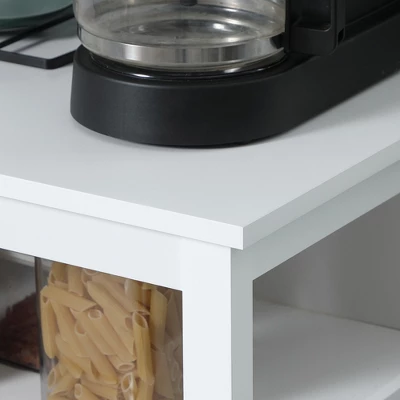 HOMCOM Kitchen Sideboard, Storage Buffet Cabinet With Open Shelf, Glass Door Cabinet And Adjustable Shelf For Living Room, White 5 HOMCOM Kitchen Sideboard, Storage Buffet Cabinet With Open Shelf, Glass Door Cabinet And Adjustable Shelf For Living Room, White - Image 5