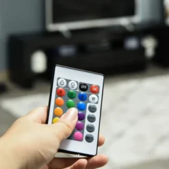 HOMCOM High Gloss TV Stand Cabinet With Remote Controlled LED Lights, Media TV Console Table With Storage Compartment For TVs Up To 65", Black -Homcom GUEST 5df4335a 8502 46c9 aaab 875ad0f55420