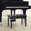 HOMCOM Traditional Country Birchwood Faux Leather Padded 2 Person Piano Bench - Black