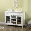 HOMCOM Glass Door Kitchen Sideboard, Buffet Cabinet With 6-Bottle Wine Rack And Stemware Racks, Coffee Bar For Living Room, Dining Room, White