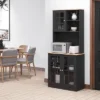 HOMCOM Kitchen Buffet With Hutch, Storage Pantry With 3 Cabinets, 2 Open Shelves And Large Countertop