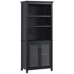 HOMCOM 71" Bookcase Storage Hutch Cabinet With Adjustable Shelves And Glass Doors For Home Office, Kitchen, Living Room -Homcom GUEST 63139dfc 9eeb 47a4 9459 aca6676b7188