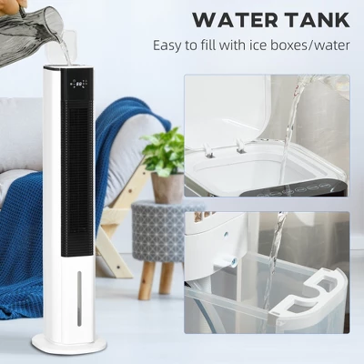 HOMCOM Portable Evaporative Air Cooler, Ice Cooling Fan Water Conditioner Unit With 3 Modes, 3 Speeds, Remote Control, Timer, And Oscillation 4 HOMCOM Portable Evaporative Air Cooler, Ice Cooling Fan Water Conditioner Unit With 3 Modes, 3 Speeds, Remote Control, Timer, And Oscillation - Image 4