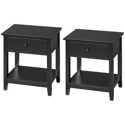HOMCOM Side Table, Modern End Table With Storage Drawer And Shelf, Nightstand For Bedroom, Or Living Room, Set Of 2, Black 3 HOMCOM Side Table, Modern End Table With Storage Drawer And Shelf, Nightstand For Bedroom, Or Living Room, Set Of 2, Black - Image 3
