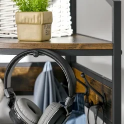 HOMCOM Industrial Corner Hall Tree With Shoe Bench, Entryway Coat Rack, Freestanding Coat Tree With 6 Double Hooks, Rustic Brown 9 HOMCOM Industrial Corner Hall Tree With Shoe Bench, Entryway Coat Rack, Freestanding Coat Tree With 6 Double Hooks, Rustic Brown -Homcom GUEST 6439bcb0 54fd 433a b44e 760853270cf9