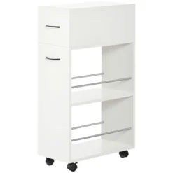 HOMCOM 3- Tier Slim Storage Cart, Rolling Narrow Kitchen Cart On Wheels For Small Place, Slide Out Side Utility Cart For Bathroom, Laundry 7 HOMCOM 3- Tier Slim Storage Cart, Rolling Narrow Kitchen Cart On Wheels For Small Place, Slide Out Side Utility Cart For Bathroom, Laundry -Homcom GUEST 6449bb6c ea89 4a55 9d18 aec049a6f65e