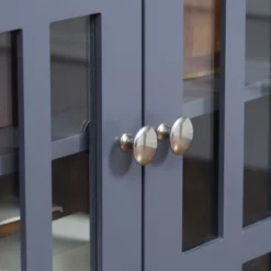 HOMCOM Modern Kitchen Sideboard, Buffet Cabinet With Storage, Adjustable Shelves For Living Room, Study, 4 Glass Doors, Gray -Homcom GUEST 648550c6 5758 469e 8710 c787c52542b3