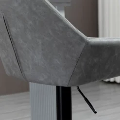 HOMCOM Adjustable Bar Stools Set Of 2, Swivel Barstools With Footrest And Back, PU Leather And Steel Round Base, For Kitchen Counter, Gray -Homcom GUEST 65121547 061c 4512 8cd5 dc3affe9e49e