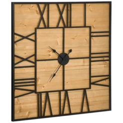 HOMCOM 36 Inch Large Wall Clock, Square Silent Non Ticking Metal Wood Farmhouse Roman Numeral Clocks Decor, Battery Operated, Black And Natural 7 HOMCOM 36 Inch Large Wall Clock, Square Silent Non Ticking Metal Wood Farmhouse Roman Numeral Clocks Decor, Battery Operated, Black And Natural -Homcom GUEST 675fc907 2959 4d3a a2c4 a3f3e234f2ab