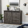 HOMCOM Farmhouse Coffee Bar Cabinet, Kitchen Sideboard, Buffet Cabinet With Sliding Barn Door And 3 Storage Drawers For Living Room, Dark Gray