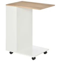 HOMCOM C-Shaped Sofa Side Table Mobile End Table With Storage And Wheels For Living Room, Bedroom, Office, White -Homcom GUEST 68fa2ff5 f81f 461e a870 b56c7503f01b