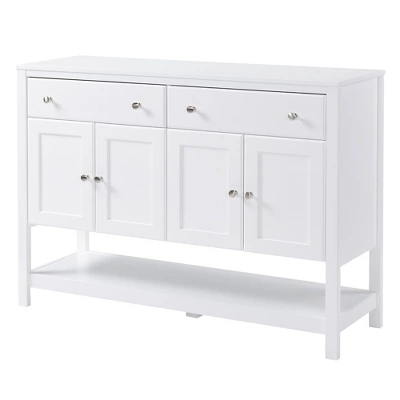 HOMCOM 47" Modern Sideboard, Buffet Cabinet, Accent Cupboard With Adjustable Shelves And Drawers, For Living Room, White 3 HOMCOM 47" Modern Sideboard, Buffet Cabinet, Accent Cupboard With Adjustable Shelves And Drawers, For Living Room, White - Image 3