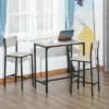 HOMCOM 3 Piece Industrial Dining Table Set, Counter Height Bar Table & Chairs Set For Small Space, Dining Room