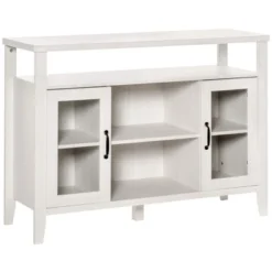 HOMCOM Retro Style Storage Sideboard Buffet With 3 Open Compartments, 2 Framed Glass Door Cabinets And Anti-Topple -Homcom GUEST 6ba0f96f 506e 425f 88e9 35e2f4a99404