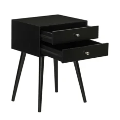 HOMCOM Modern Nightstand With 2 Pull Out Drawers, Side End Table With Display Tabletop And Solid Acacia Legs -Homcom GUEST 6c6ca27f 8ea3 4897 aed8 7e22c3667966