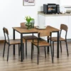 HOMCOM 5 Piece Modern Industrial Dining Table And Chairs Set For Small Space, Kitchen, Dining Room