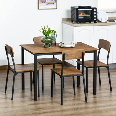 HOMCOM 5 Piece Modern Industrial Dining Table And Chairs Set For Small Space, Kitchen, Dining Room 1 HOMCOM 5 Piece Modern Industrial Dining Table And Chairs Set For Small Space, Kitchen, Dining Room