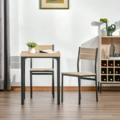 HOMCOM Rustic Country Wood Top 3 Piece Kitchen Table Dining Set With 2 Matching Chairs & Versatile Design For Small Space 11 HOMCOM Rustic Country Wood Top 3 Piece Kitchen Table Dining Set With 2 Matching Chairs & Versatile Design For Small Space -Homcom GUEST 6d3b4a60 a3e2 4029 bbe8 073b4a6861c6