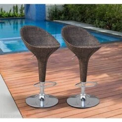 HOMCOM Adjustable Bar Stools Set Of 2, Rattan Bar Height Barstools With Swivel For Pub Counter Kitchen -Homcom GUEST 6ded4a1d 8df9 44db ade6 9c91af3697b4