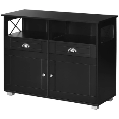 HOMCOM Sideboard Buffet Table Storage Cabinet With Large Tabletop, 2 Cabinets, 2 Drawers And Crossbar Side Design 3 HOMCOM Sideboard Buffet Table Storage Cabinet With Large Tabletop, 2 Cabinets, 2 Drawers And Crossbar Side Design - Image 3