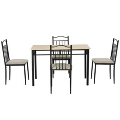 HOMCOM 5 Piece Dining Room Table Set With 4 Metal Frame Chairs For Kitchen, Dinette, Breakfast Nook, Grey 7 HOMCOM 5 Piece Dining Room Table Set With 4 Metal Frame Chairs For Kitchen, Dinette, Breakfast Nook, Grey -Homcom GUEST 6f666dac 3d0d 46a6 be5b 816e1cbaf38e