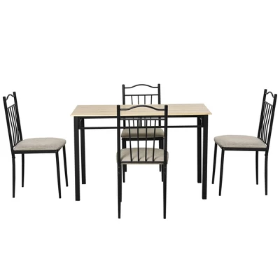 HOMCOM 5 Piece Dining Room Table Set With 4 Metal Frame Chairs For Kitchen, Dinette, Breakfast Nook, Grey 3 HOMCOM 5 Piece Dining Room Table Set With 4 Metal Frame Chairs For Kitchen, Dinette, Breakfast Nook, Grey - Image 3