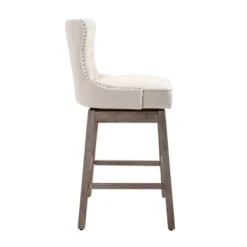 HOMCOM Upholstered Fabric Bar Height Bar Stools Set Of 2, 180° Swivel Nailhead-Trim Pub Chairs, 30" Seat Height With Rubber Wood Legs 11 HOMCOM Upholstered Fabric Bar Height Bar Stools Set Of 2, 180° Swivel Nailhead-Trim Pub Chairs, 30" Seat Height With Rubber Wood Legs -Homcom GUEST 70d2e8b4 2d5a 44f5 bb2a fae9d623bd80