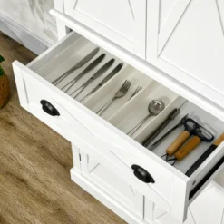 HOMCOM Freestanding Modern Farmhouse 4 Door Kitchen Pantry Cabinet, Storage Cabinet Organizer With 6-Tiers, 1 Drawer And 4 Adjustable Shelves, White -Homcom GUEST 711edd98 4b2e 481c b1bc dd7347e05b64