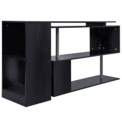 HOMCOM 55" 360° Rotating Corner Computer Desk Modern L-Shaped Home Office Workstation With 3-Tier Storage Shelves, Bookshelf -Homcom GUEST 71899b97 0c58 441e 96ce 3491c020ec5f