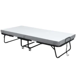 HOMCOM Folding Bed With 4" Mattress, Portable Foldable Guest Bed With Sturdy Metal Frame And Wheels, White 12 HOMCOM Folding Bed With 4" Mattress, Portable Foldable Guest Bed With Sturdy Metal Frame And Wheels, White -Homcom GUEST 7212bccd 8c9a 4534 963f c5f20ee058c8