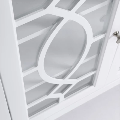 HOMCOM Modern Sideboard With Storage, Console Table, Buffet Cabinet With Glass Doors For Living Room, White 5 HOMCOM Modern Sideboard With Storage, Console Table, Buffet Cabinet With Glass Doors For Living Room, White - Image 5