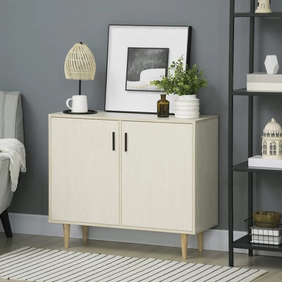 HOMCOM Modern Kitchen Storage Cabinet, Accent Sideboard With Adjustable Shelves And Wood Legs For Dining Living Room, Natural 1 HOMCOM Modern Kitchen Storage Cabinet, Accent Sideboard With Adjustable Shelves And Wood Legs For Dining Living Room, Natural