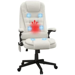HOMCOM 6 Point Vibrating Massage Office Chair With Heat, Linen High Back Executive Office Chair With Reclining Backrest, Armrests -Homcom GUEST 757abc31 8999 492e 8565 76935f48a5f4