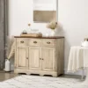 HOMCOM Sideboard Buffet Cabinet With Storage Drawers Adjustable Shelves Countertop Dining Room Cabinet Kitchen Buffet Living Room Furniture Natural