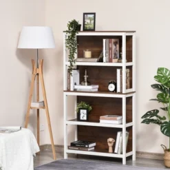 HOMCOM 4 Tier Bookshelf Utility Storage Shelf Organizer With Back Support -Homcom GUEST 75ea5ed4 0689 4737 bef1 fb3a649261de