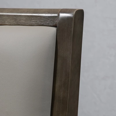 HOMCOM 25.5" Counter Height Bar Stools Set Of 2, PU Leather Kitchen Stool, Upholstered Bar Chairs With Back, Wood Legs, Gray 5 HOMCOM 25.5" Counter Height Bar Stools Set Of 2, PU Leather Kitchen Stool, Upholstered Bar Chairs With Back, Wood Legs, Gray - Image 5